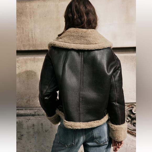 Zara Double-Faced Faux Leather Biker Size small NWT - Picture 3 of 15